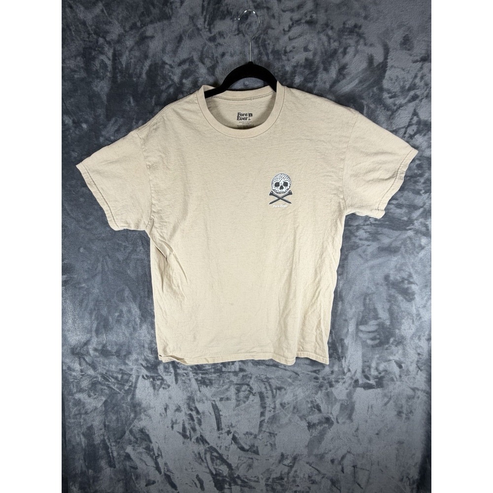 Fore Ever Skull Crossbones Graphic Tee Tan Y2K Skate Streetwear Vintage